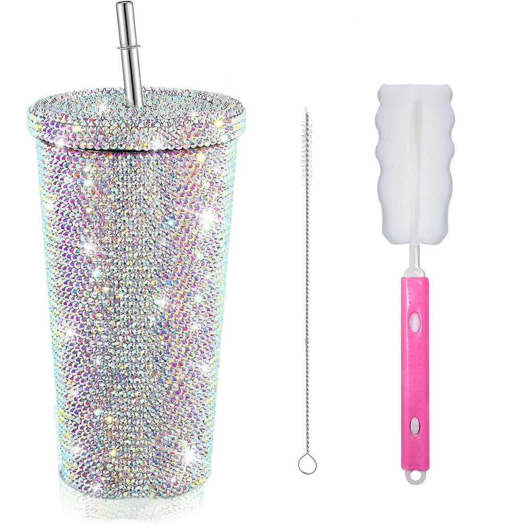 750ml Stainless Steel Double Layer Thermal Bottle for Women Glitter Cup Rhinestone Gift Water Bottle 600 ml