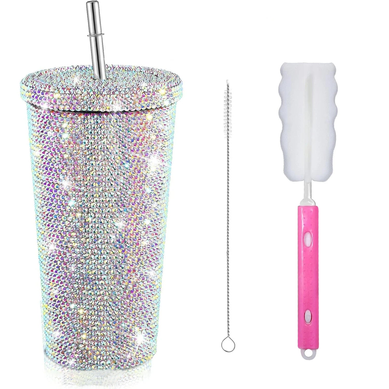750ml Stainless Steel Double Layer Thermal Bottle for Women Glitter Cup Rhinestone Gift Water Bottle 600 ml