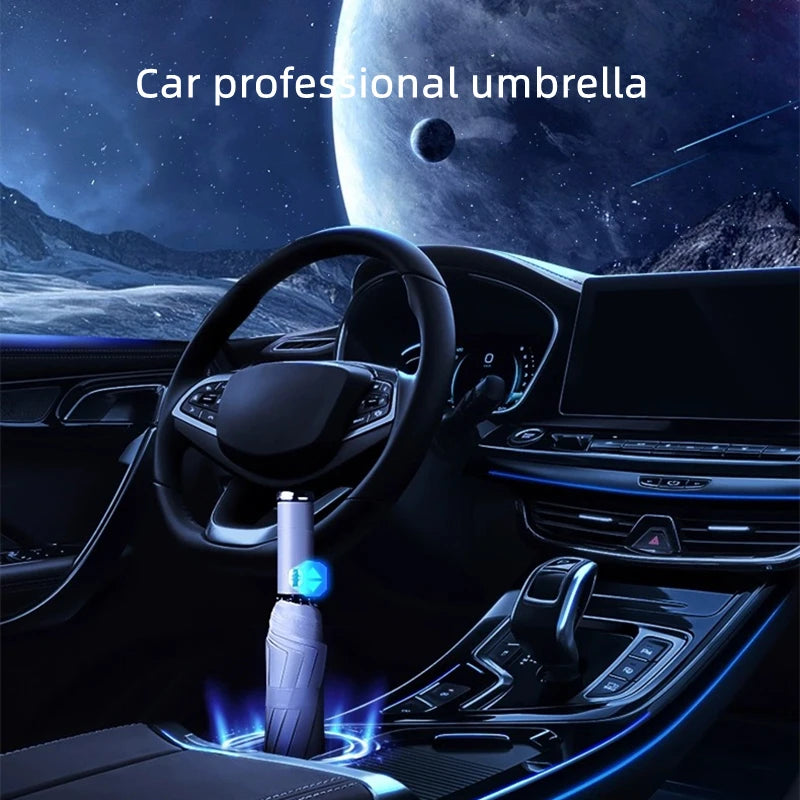 Fully Automatic UV Umbrella With LED Flashlight Reflective Stripe Reverse Umbrellas For Tesla Model 3 Model X Model S Model Y
