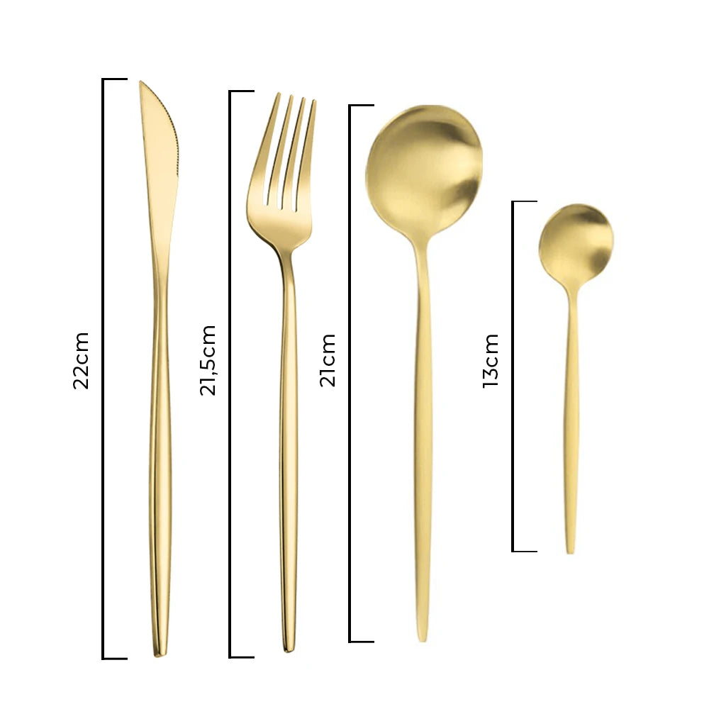 MODUS Cutlery Sets, Stainless Steel, Four Types of Dinnerware, Knife, Forks, Two Types of Spoons, Cutlery, 24PCS