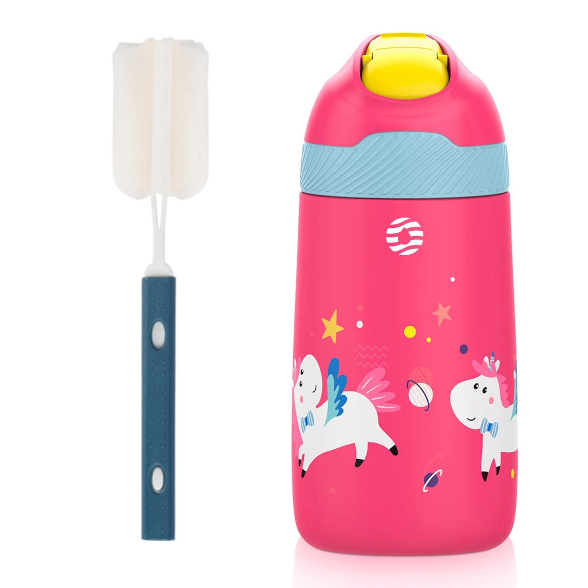 BPA Free Vacuum Water Bottle for Children Healthy Straw Cute Dinosaur Standard 350ML