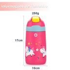 BPA Free Vacuum Water Bottle for Children Healthy Straw Cute Dinosaur Standard 350ML