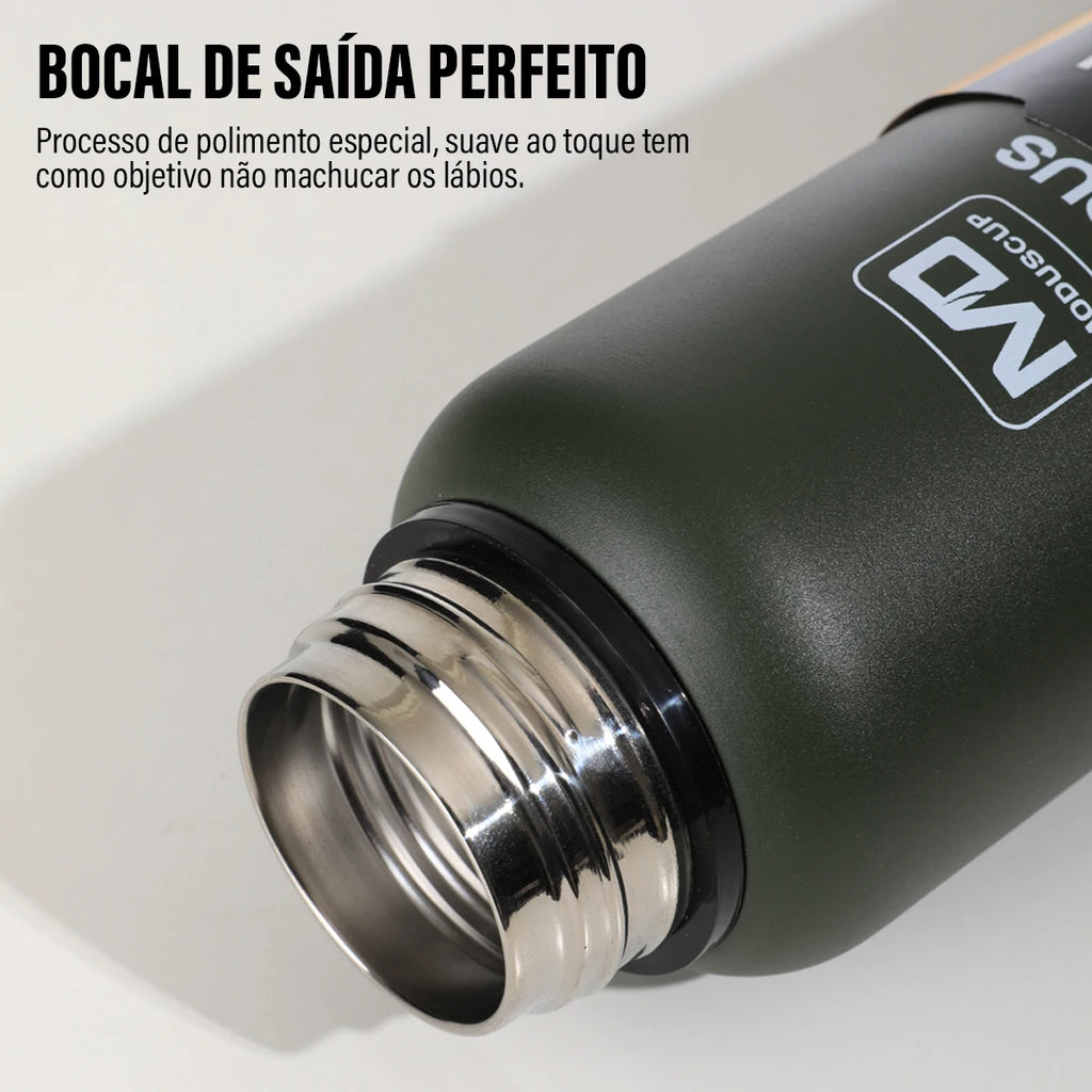 MODUS Garrafa térmica portátil de aço inoxidável, copo isolado a vácuo com corda, 1000, 1500ml