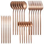 MODUS Stainless Steel Cutlery Sets, Crockery, Steak Forks, Dessert Spoons, Fruit Forks, for Banquet, 24PCS