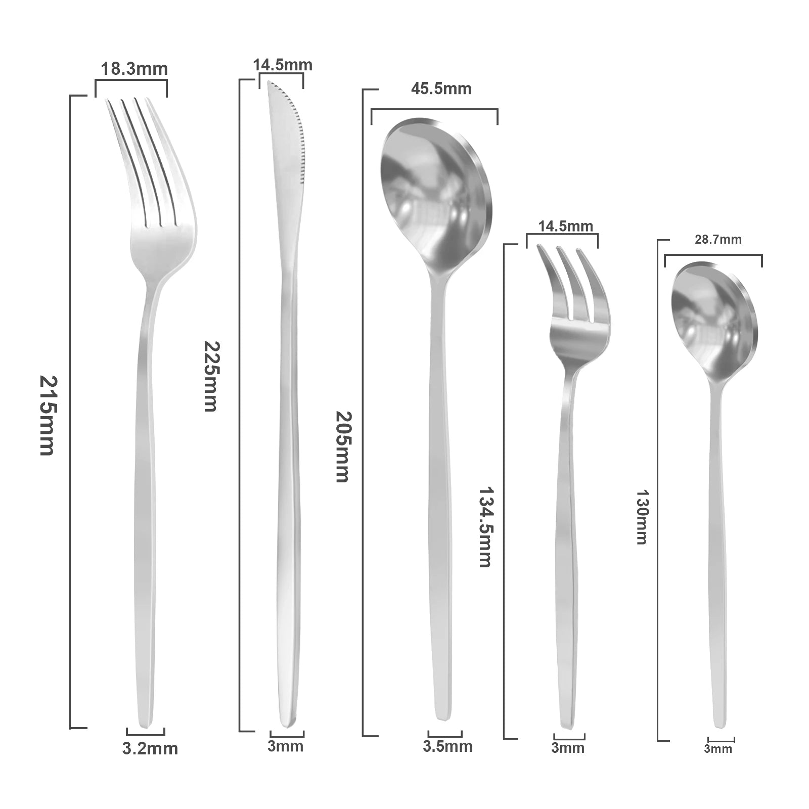 MODUS Stainless Steel Cutlery Set, Five Types Tableware With Forks and Dessert Spoons 20PCS