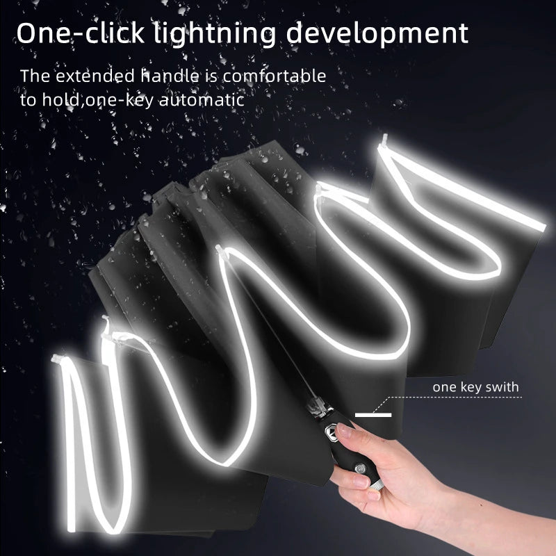 Fully Automatic UV Umbrella With LED Flashlight Reflective Stripe Reverse Umbrellas For Tesla Model 3 Model X Model S Model Y