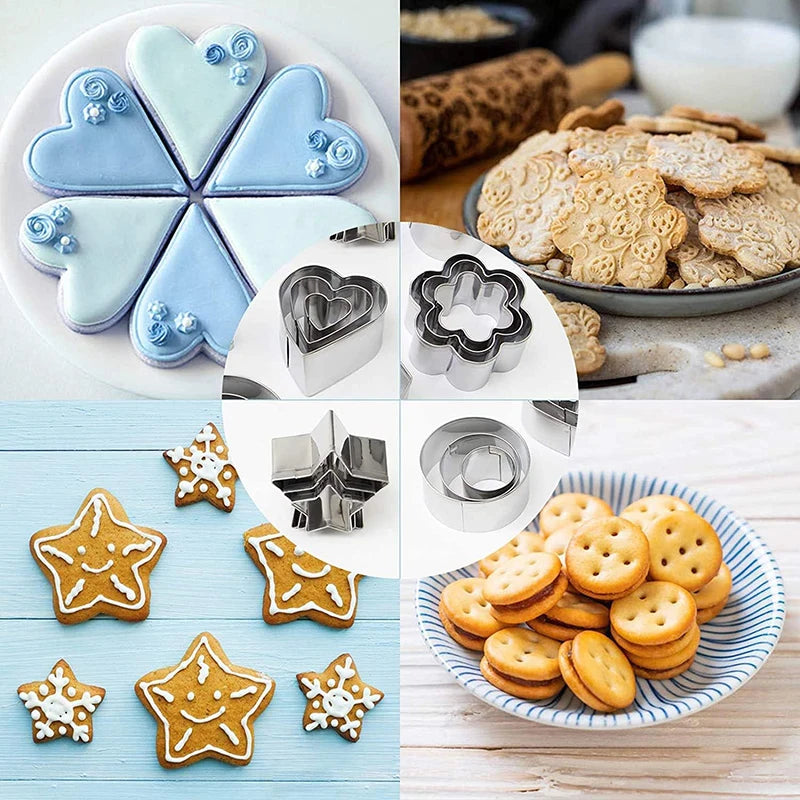 Conjunto de mini cortadores de biscoito, 30 pequenos carimbos de biscoito de aço inoxidável