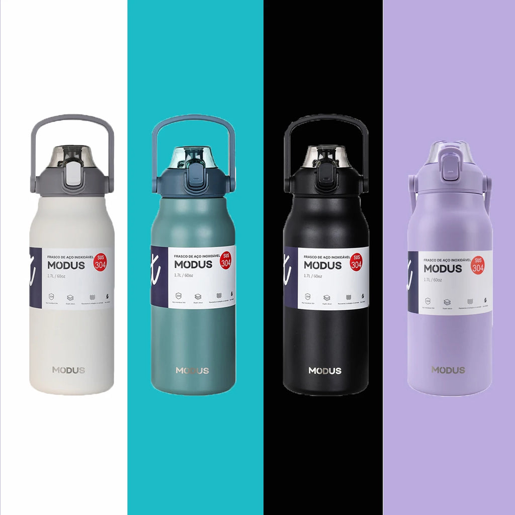 1700ml Large Capacity Stainless Steel Thermal Bottle With Straw, Outdoor Camping Gym (Purple out of stock)