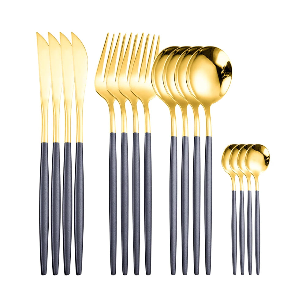 MODUS Cutlery Sets, Stainless Steel, Four Types of Dinnerware, Knife, Forks, Two Types of Spoons, Cutlery, 24PCS