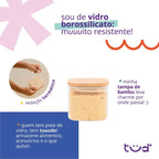 Kit 3 square hermetic bamboo lid glass pots-Tüd