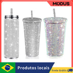 750ml Stainless Steel Double Layer Thermal Bottle for Women Glitter Cup Rhinestone Gift Water Bottle 600 ml