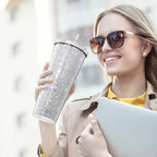 750ml Stainless Steel Double Layer Thermal Bottle for Women Glitter Cup Rhinestone Gift Water Bottle 600 ml