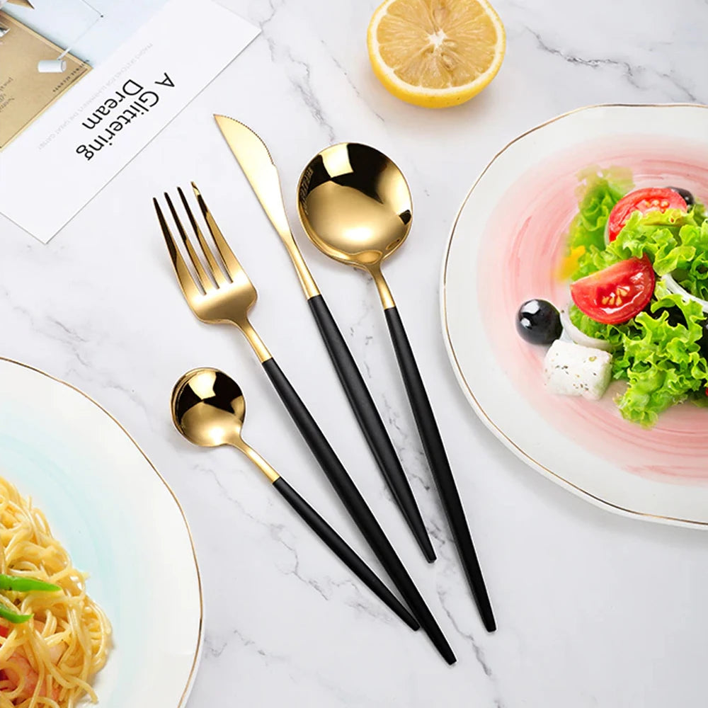 MODUS Cutlery Sets, Stainless Steel, Four Types of Dinnerware, Knife, Forks, Two Types of Spoons, Cutlery, 24PCS