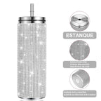 750ml Stainless Steel Double Layer Thermal Bottle for Women Glitter Cup Rhinestone Gift Water Bottle 600 ml
