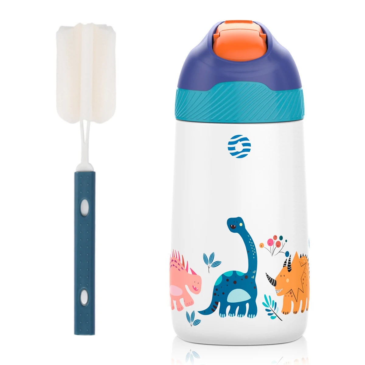 BPA Free Vacuum Water Bottle for Children Healthy Straw Cute Dinosaur Standard 350ML