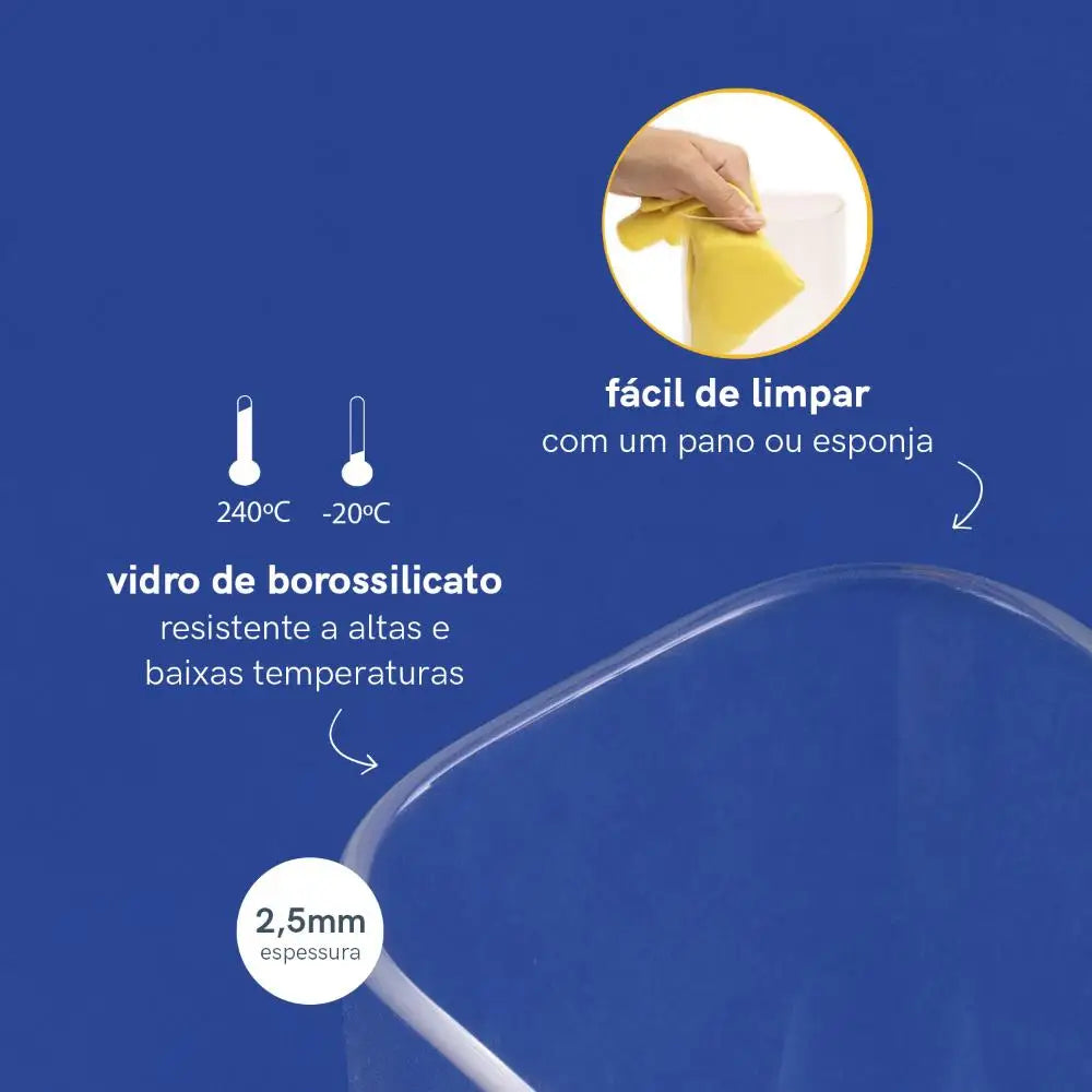 Kit de potes herméticos de vidro com tampa de bambu 1400/1100/800ml - 6 peças