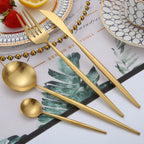 MODUS Stainless Steel Cutlery Sets, Crockery, Steak Forks, Dessert Spoons, Fruit Forks, for Banquet, 24PCS