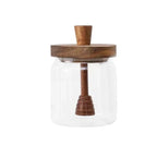 High Borosilicate Honey Jar Glass Sealed Tank Transparent Honey Sealed Storage Jars with Wooden Lid Mixing Rod Wood Dip Sticks