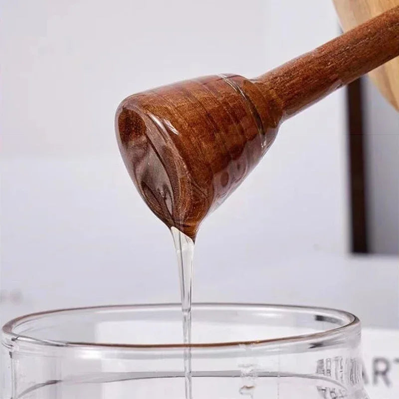 High Borosilicate Honey Jar Glass Sealed Tank Transparent Honey Sealed Storage Jars with Wooden Lid Mixing Rod Wood Dip Sticks