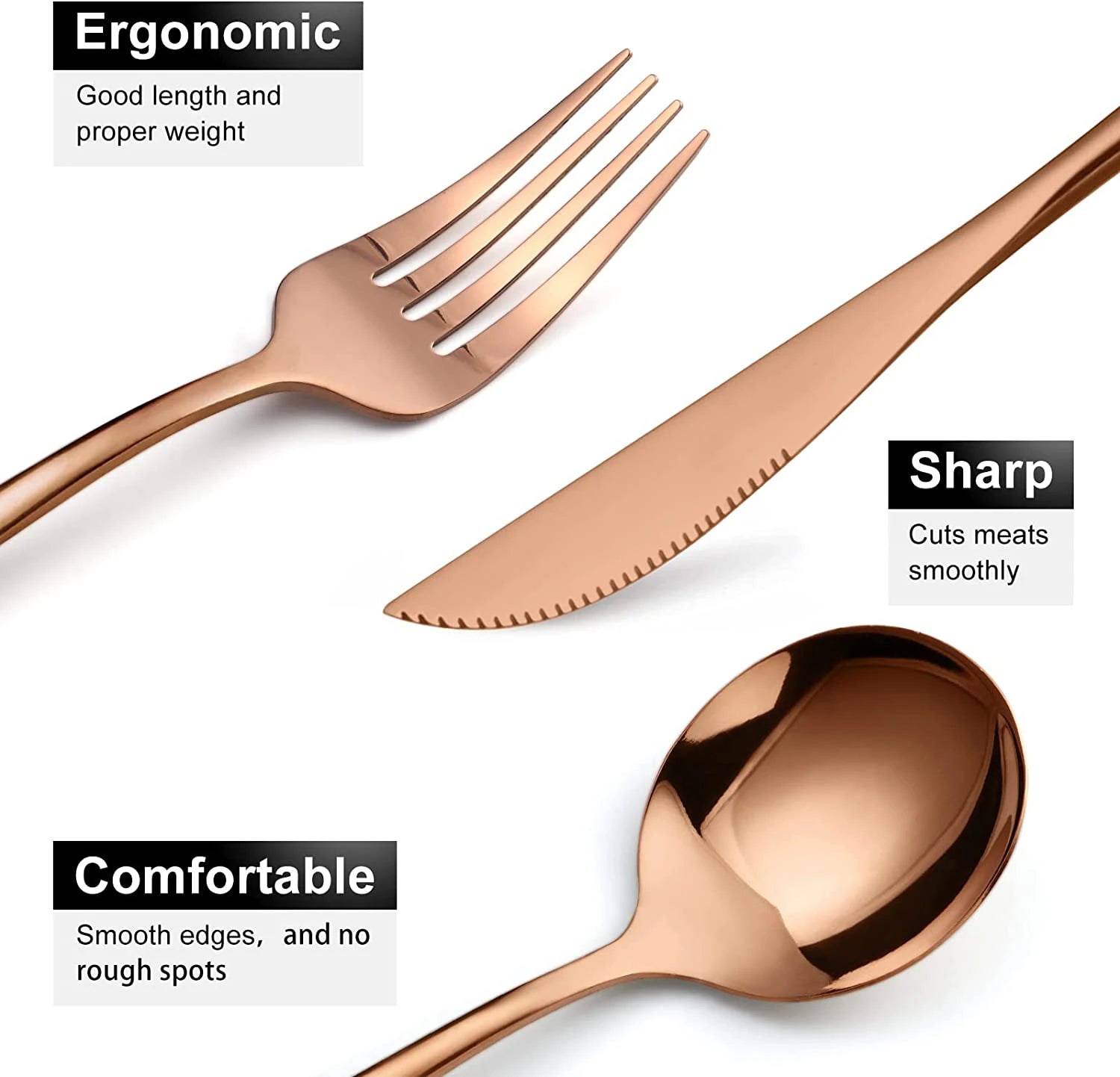 MODUS Cutlery Sets, Stainless Steel, Four Types of Dinnerware, Knife, Forks, Two Types of Spoons, Cutlery, 24PCS