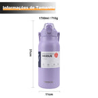 1700ml Large Capacity Stainless Steel Thermal Bottle With Straw, Outdoor Camping Gym (Purple out of stock)
