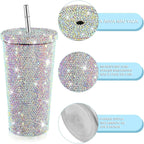750ml Stainless Steel Double Layer Thermal Bottle for Women Glitter Cup Rhinestone Gift Water Bottle 600 ml