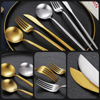 MODUS Stainless Steel Cutlery Set, Five Types Tableware With Forks and Dessert Spoons 20PCS