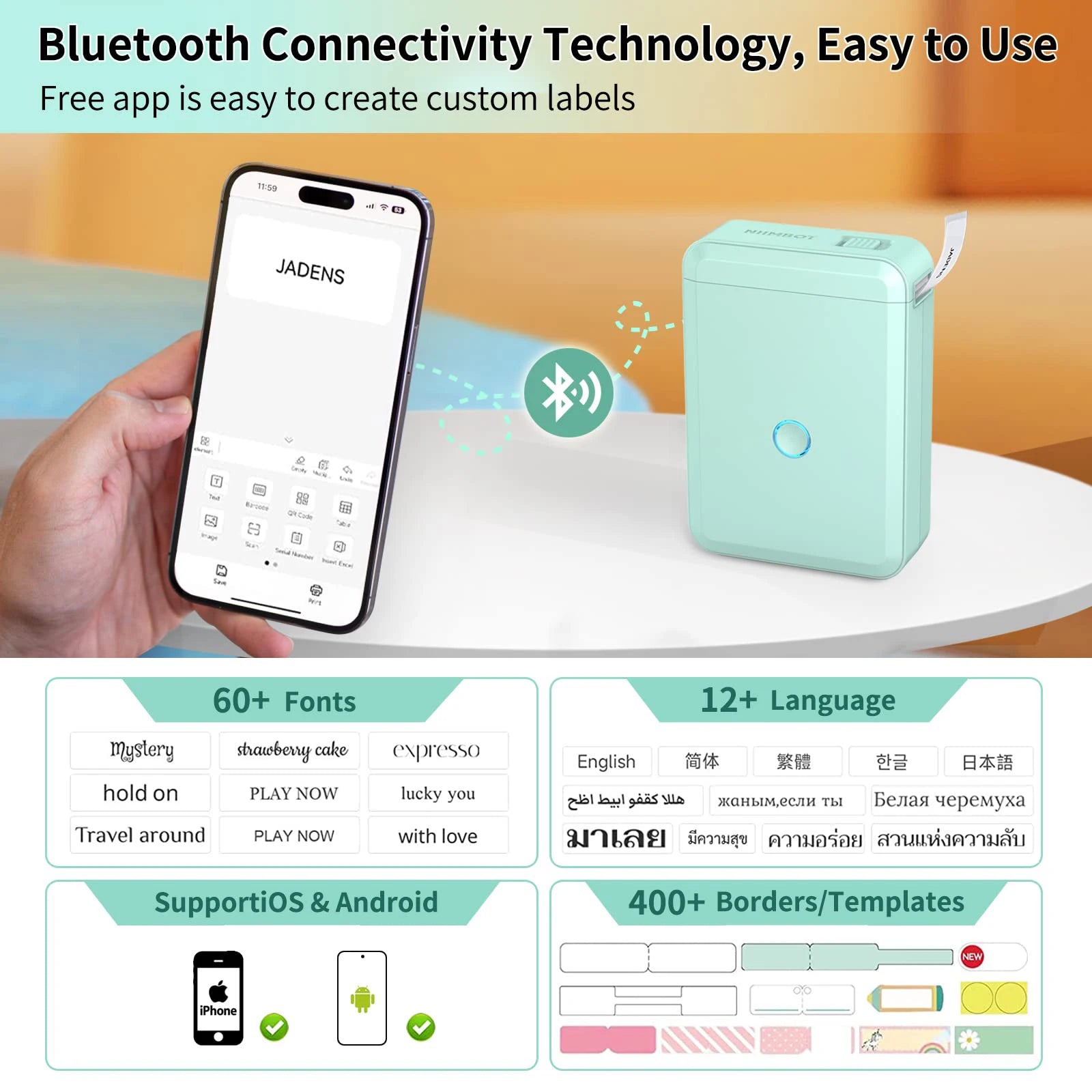 Niimbot D110 Mini Portable Thermal Printer Without Ink Self-Adhesive Label Maker Printer For Self-Adhesive Labeling Device NEW