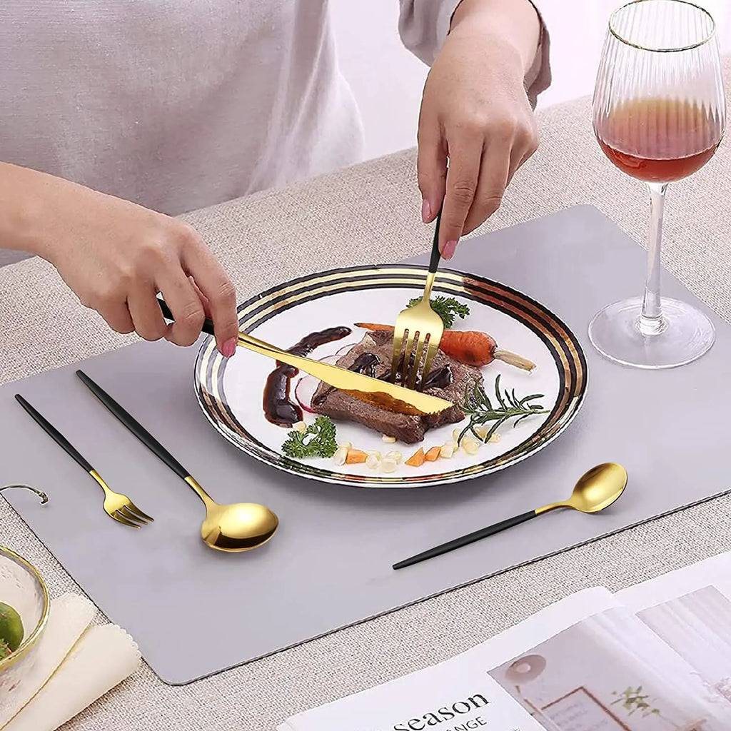 MODUS Stainless Steel Cutlery Sets, Crockery, Steak Forks, Dessert Spoons, Fruit Forks, for Banquet, 24PCS
