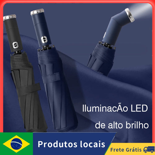 10-Bone Automatic Folding Umbrella with LED Lights, Portable Umbrella,Ultraviolet,Thick and Durable,Windproof,Rainproof,Umbrella