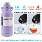 1700ml Large Capacity Stainless Steel Thermal Bottle With Straw, Outdoor Camping Gym (Purple out of stock)