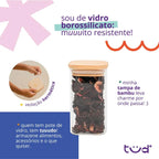 Kit 6 square hermetic bamboo lid glass pots-Tüd