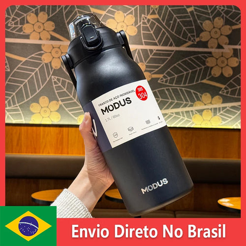 1700ml Large Capacity Stainless Steel Thermal Bottle With Straw, Outdoor Camping Gym (Purple out of stock)