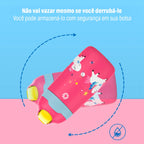 BPA Free Vacuum Water Bottle for Children Healthy Straw Cute Dinosaur Standard 350ML
