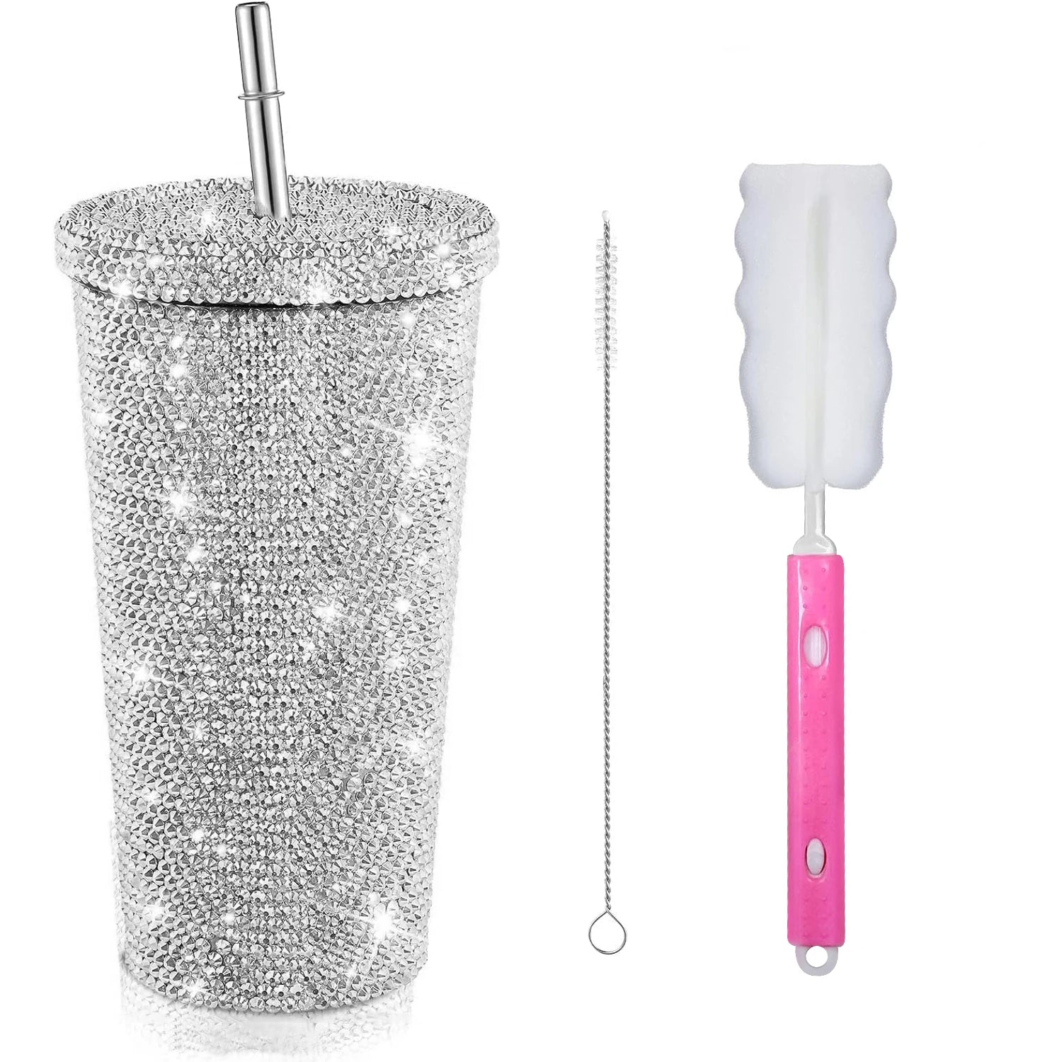 750ml Stainless Steel Double Layer Thermal Bottle for Women Glitter Cup Rhinestone Gift Water Bottle 600 ml