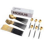 MODUS Stainless Steel Cutlery Sets, Crockery, Steak Forks, Dessert Spoons, Fruit Forks, for Banquet, 24PCS