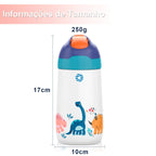 BPA Free Vacuum Water Bottle for Children Healthy Straw Cute Dinosaur Standard 350ML